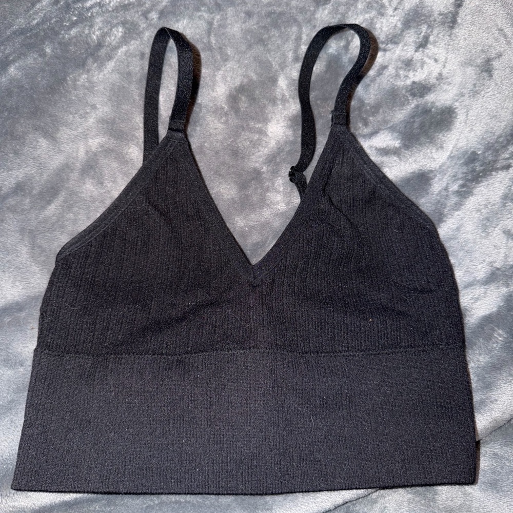 Auden Black Ribbed Cropped Top